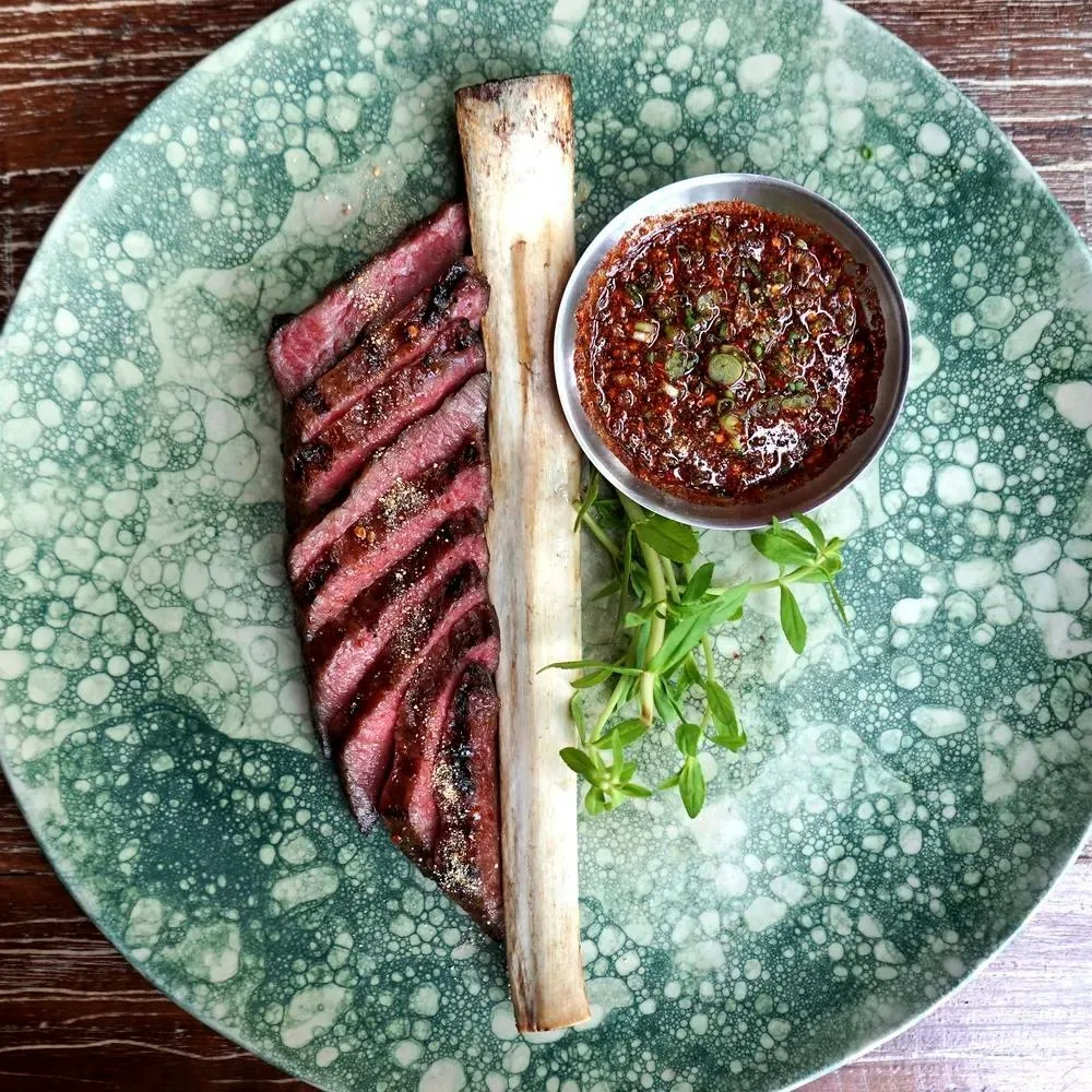 100 Mahaseth - grilled steak with jaew dip