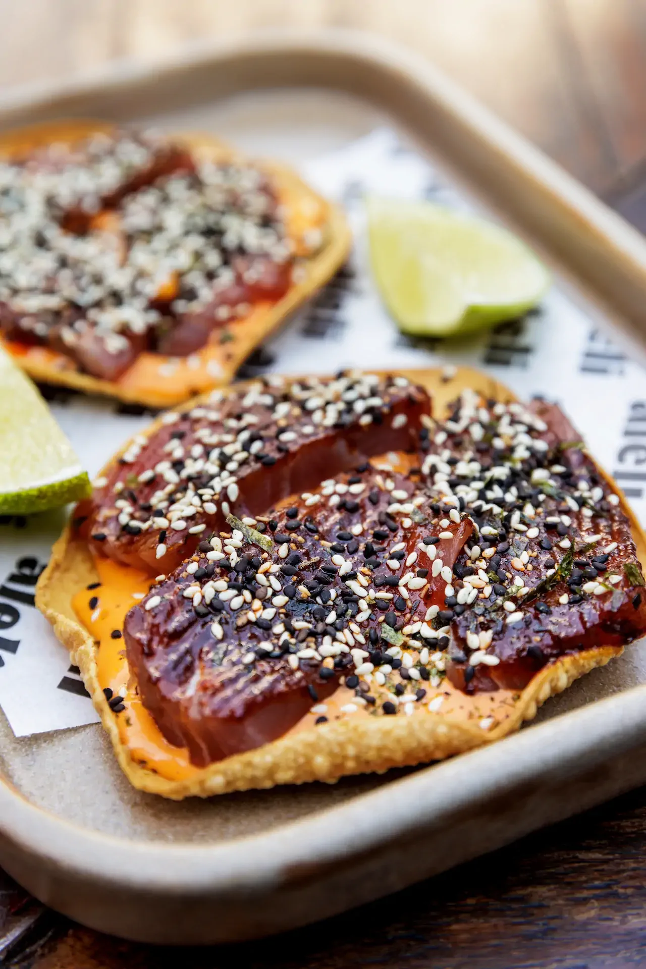 Aleli - sesame crusted tostadas