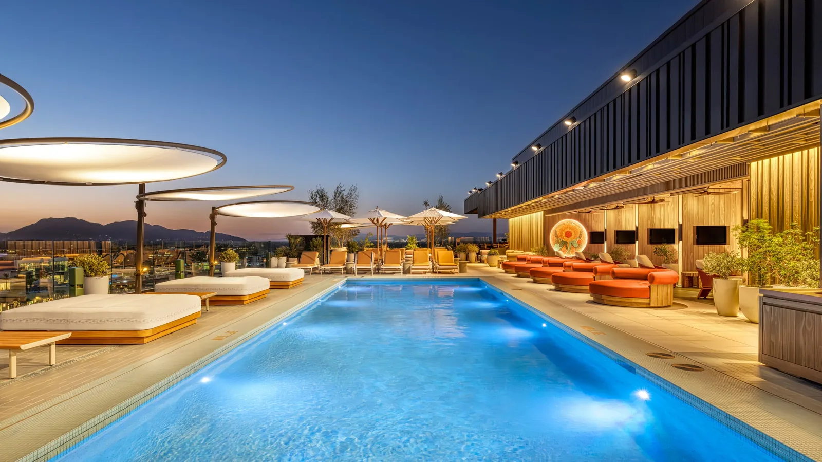 Allegra Rooftop Pool & Social Club - pool dusk