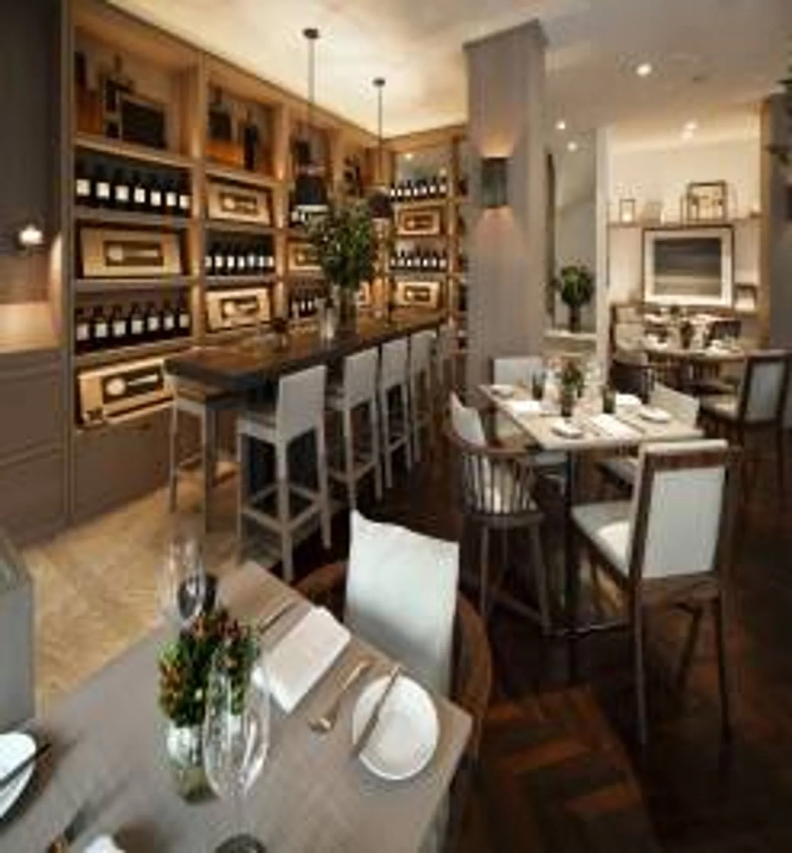 Anatol en Las Alcobas - dining room with wine wall