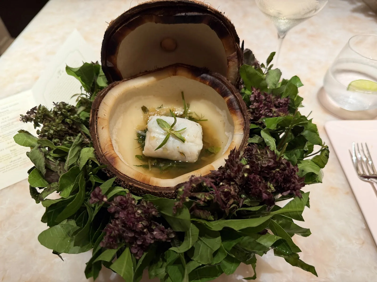 Baan Phraya - fish course in coconut shell