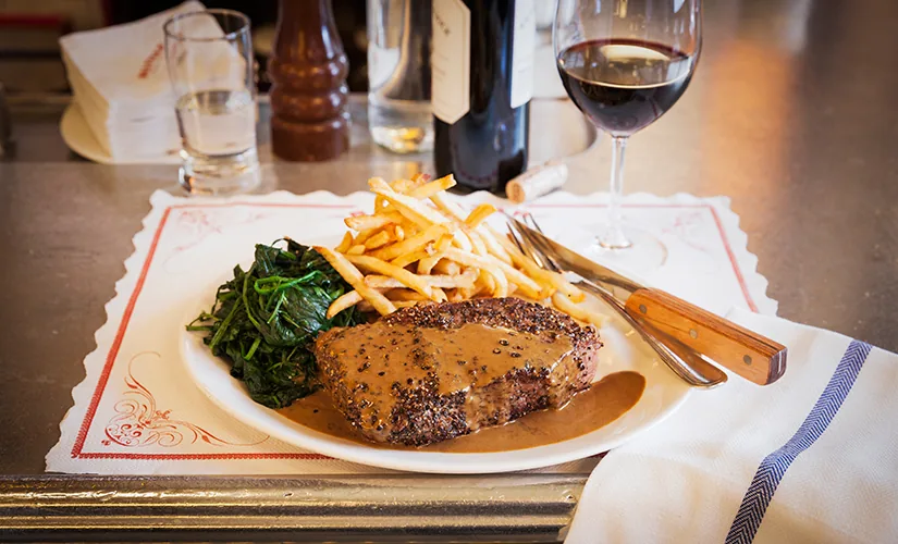 Balthazar - signature dish steak au poivre