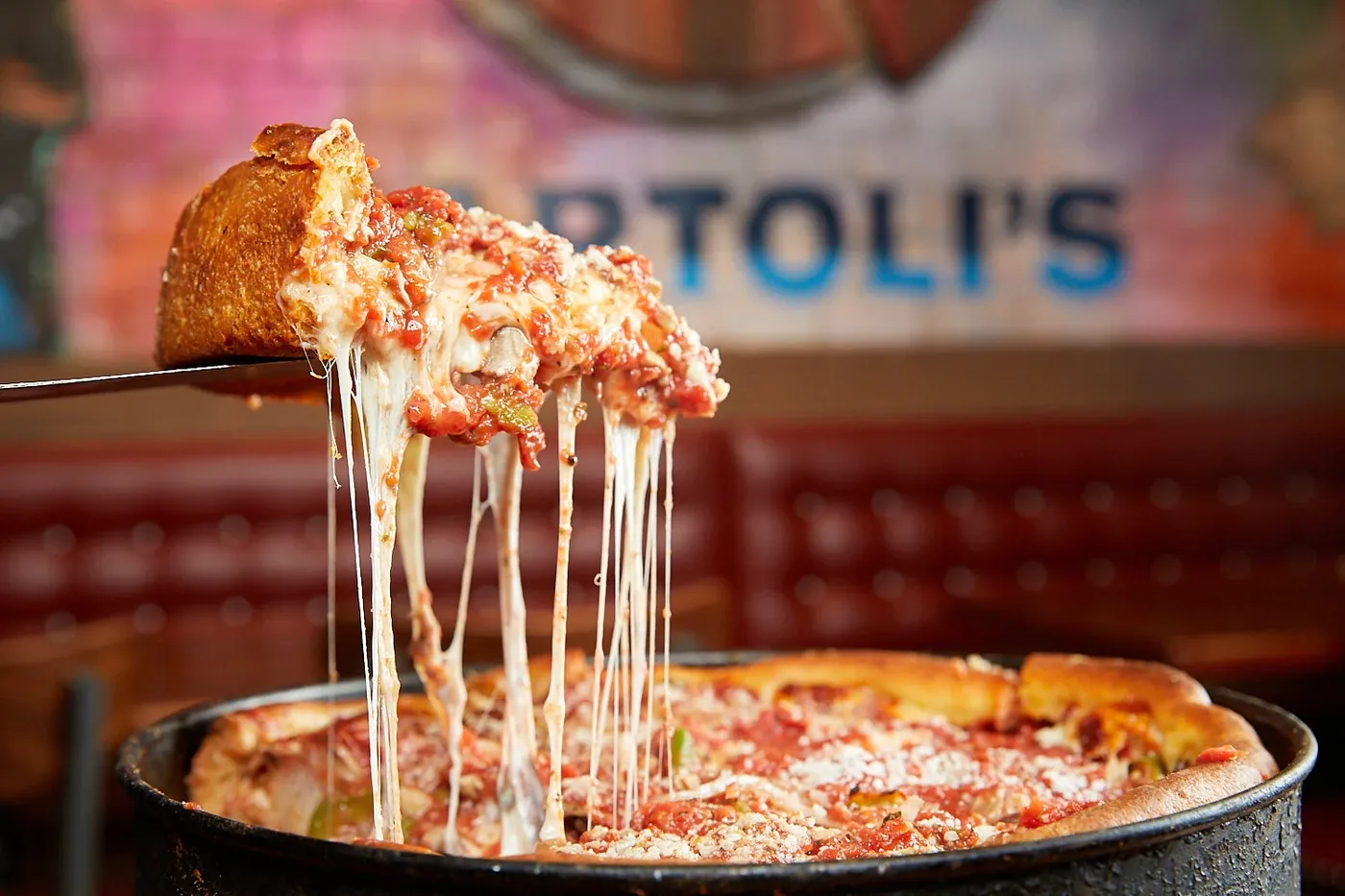 Bartoli's Pizzeria - deep dish cheese pull