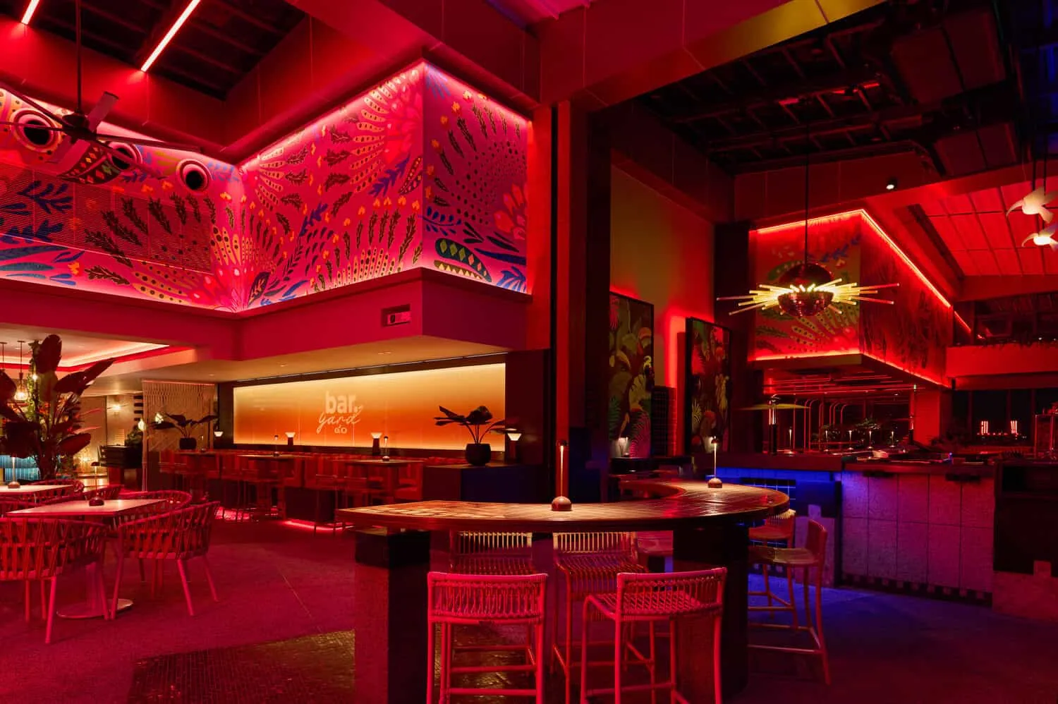 Bar.Yard - red neon bar lounge interior
