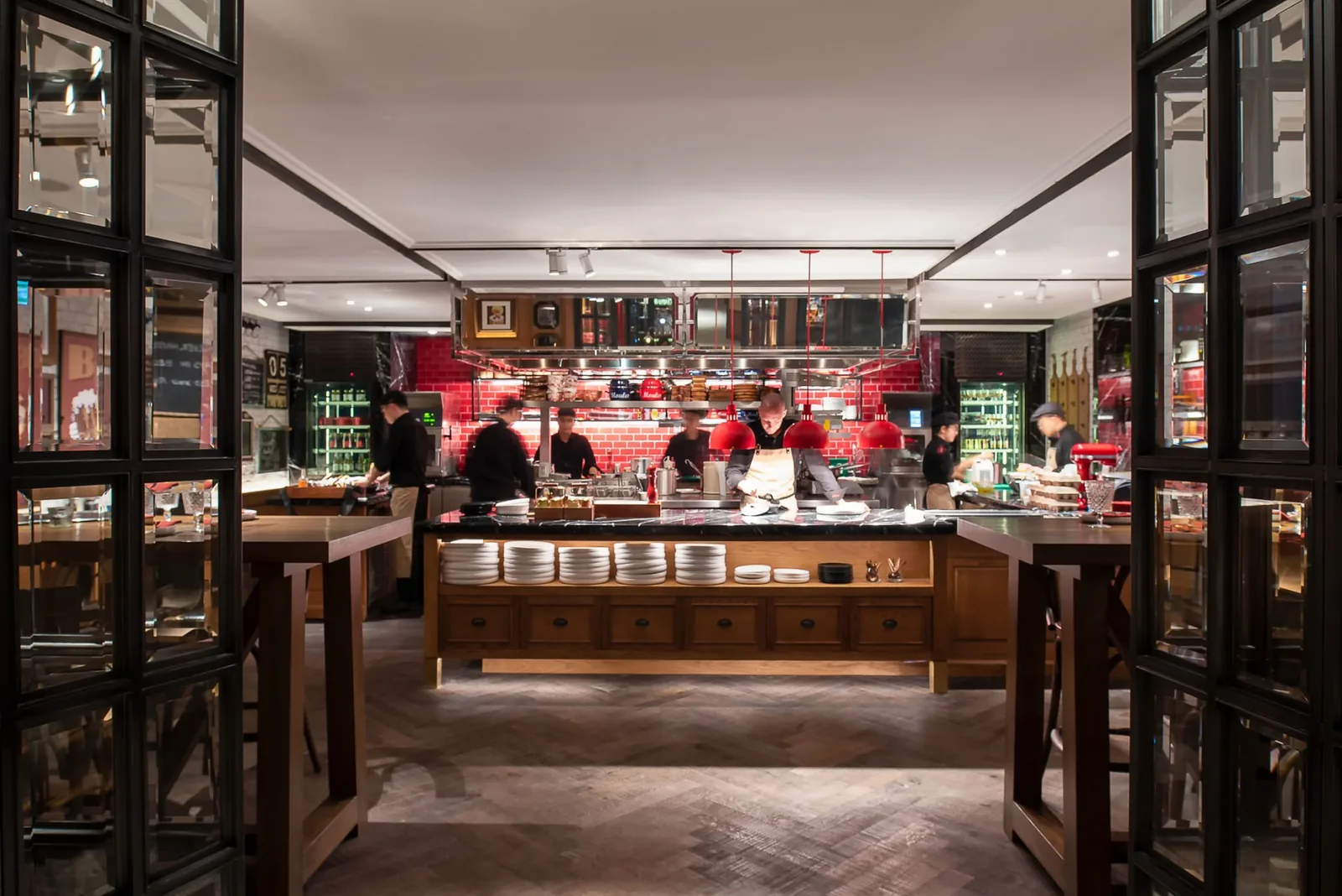 Belga Rooftop Bar & Brasserie - open kitchen counter interior