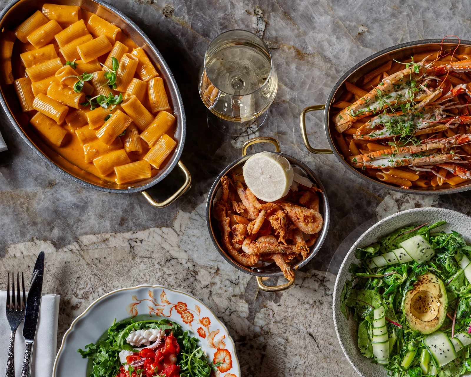 The table spread at Bocconcino Mayfair