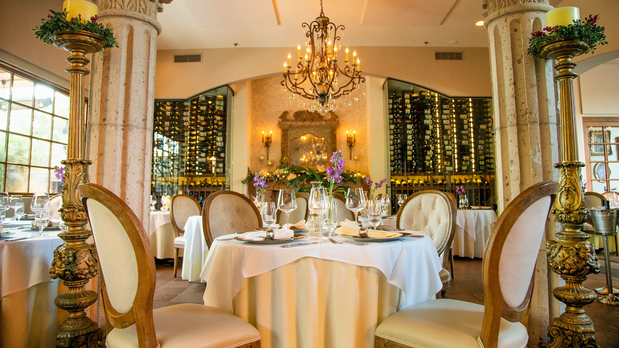 Cafe Monarch - wide candelabra dining