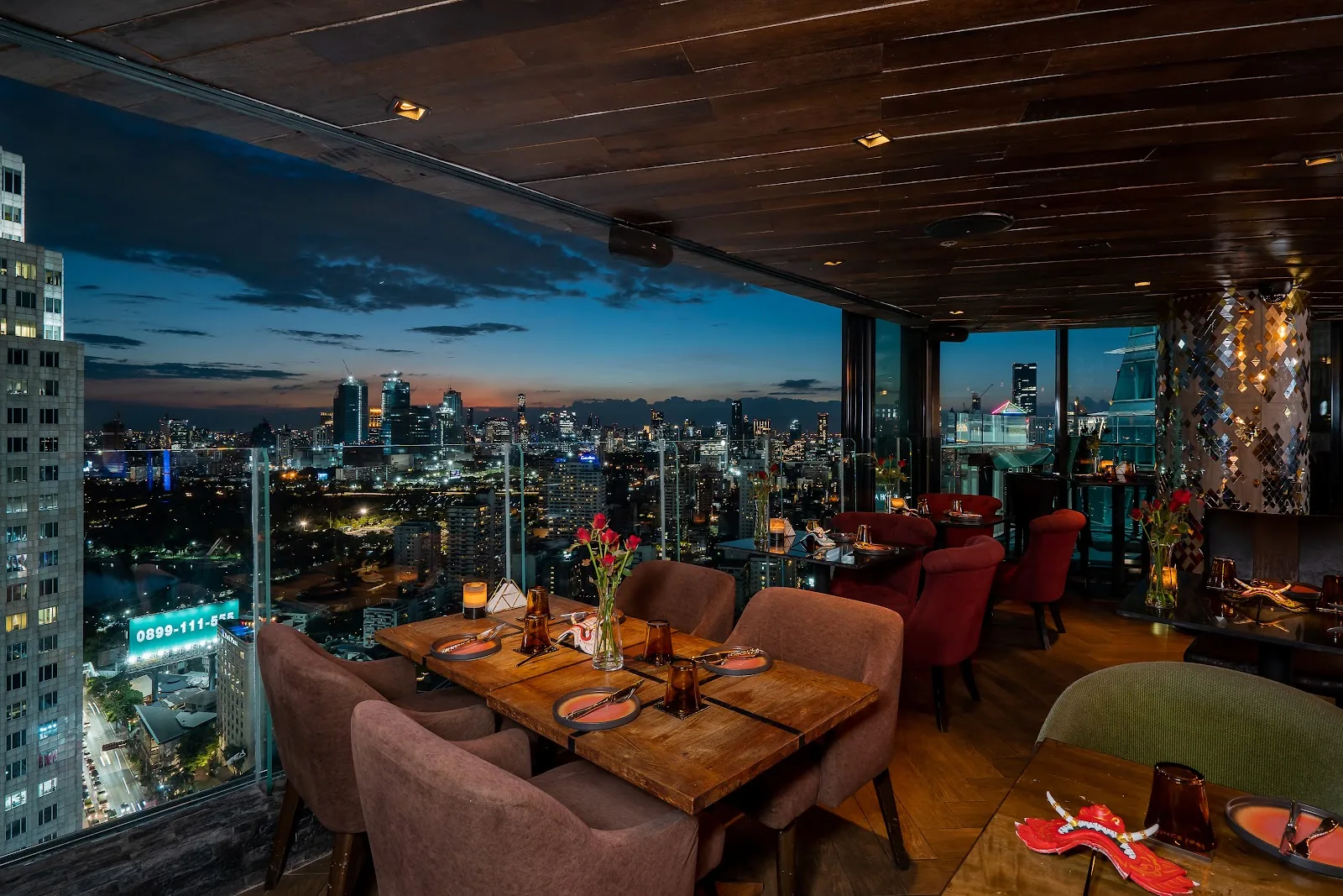 Char Rooftop Bar - fix plush lounge dining candlelit dusk skyline