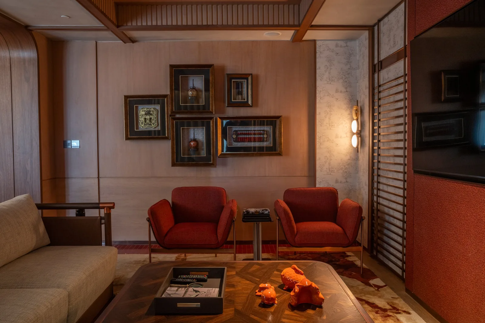 The China House by Chef Fei - private lounge red armchairs