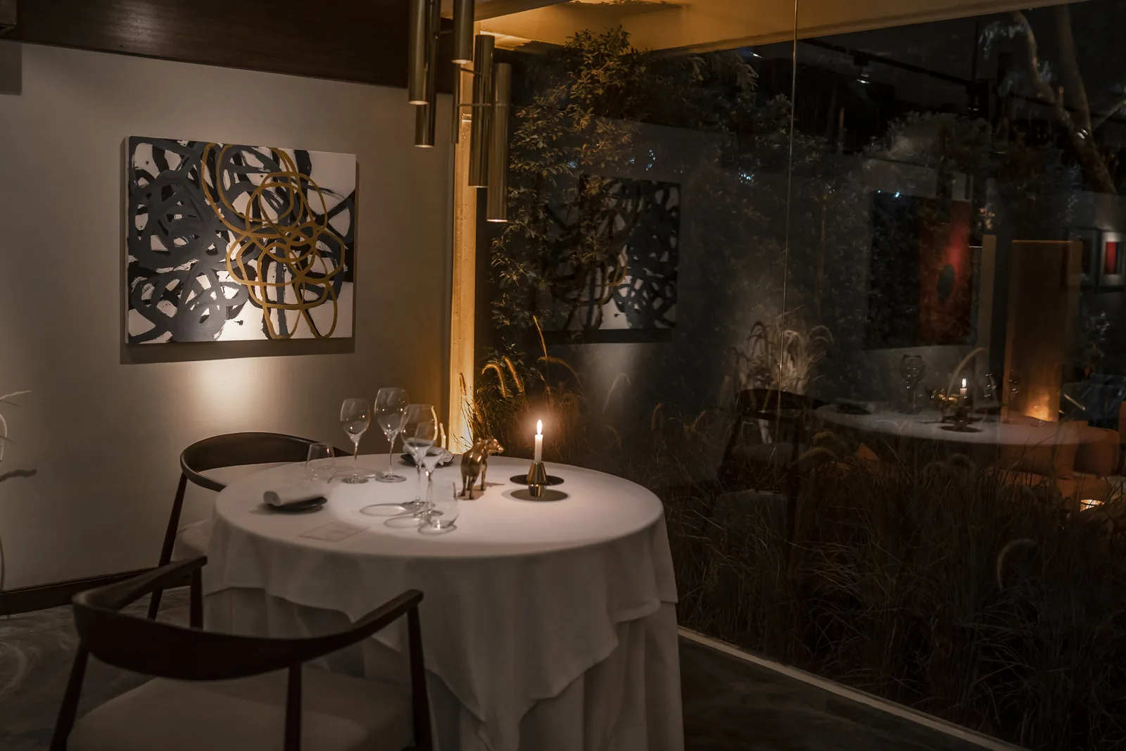 Clara - interior dining room candlelit art