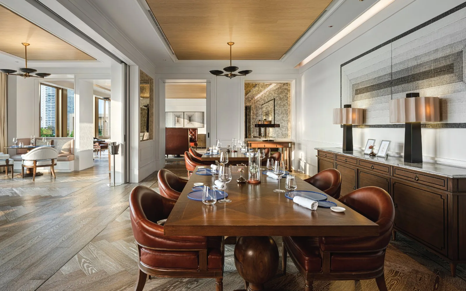 Côte by Mauro Colagreco - add private dining room leather chairs sideboard lamps