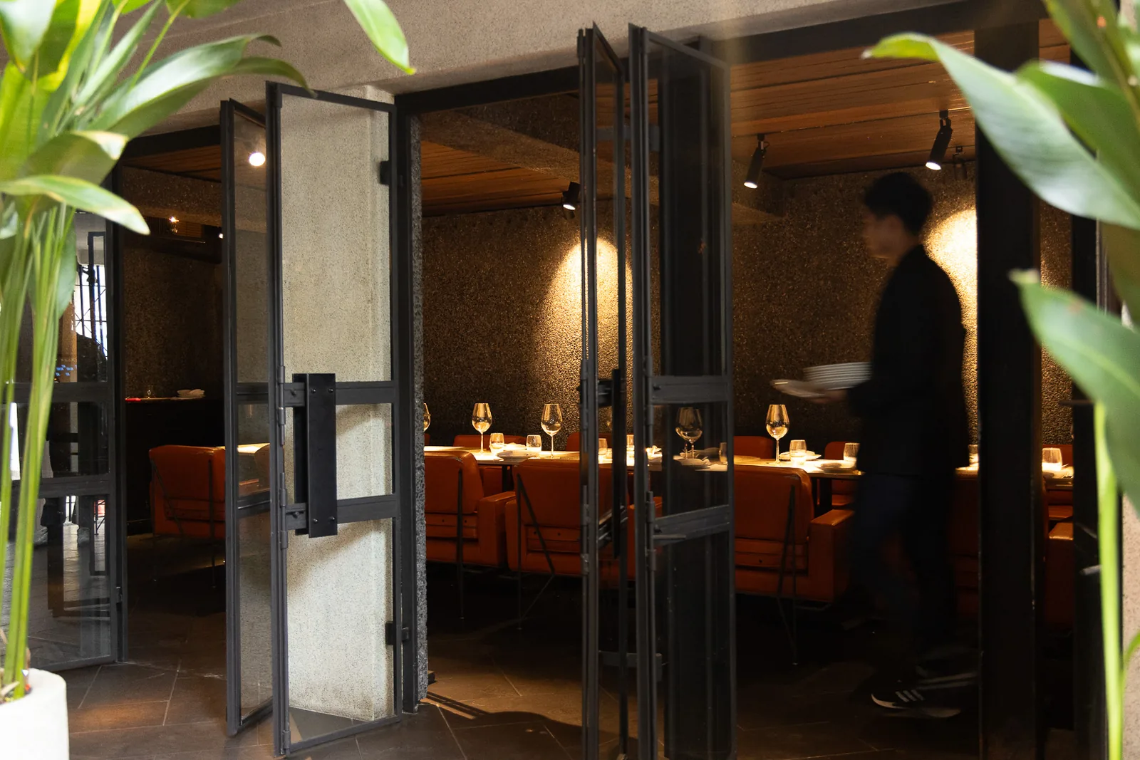 Eat Me - dining room open doors greenery