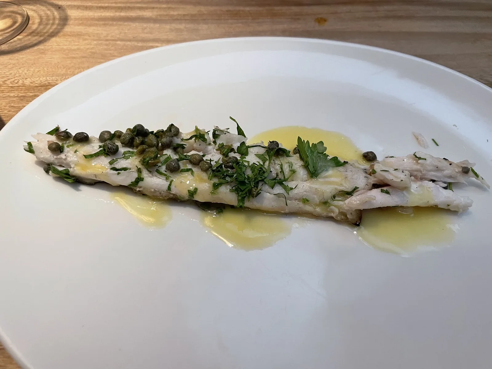 Elia Estiatorio - grilled sea bass fillet with capers and