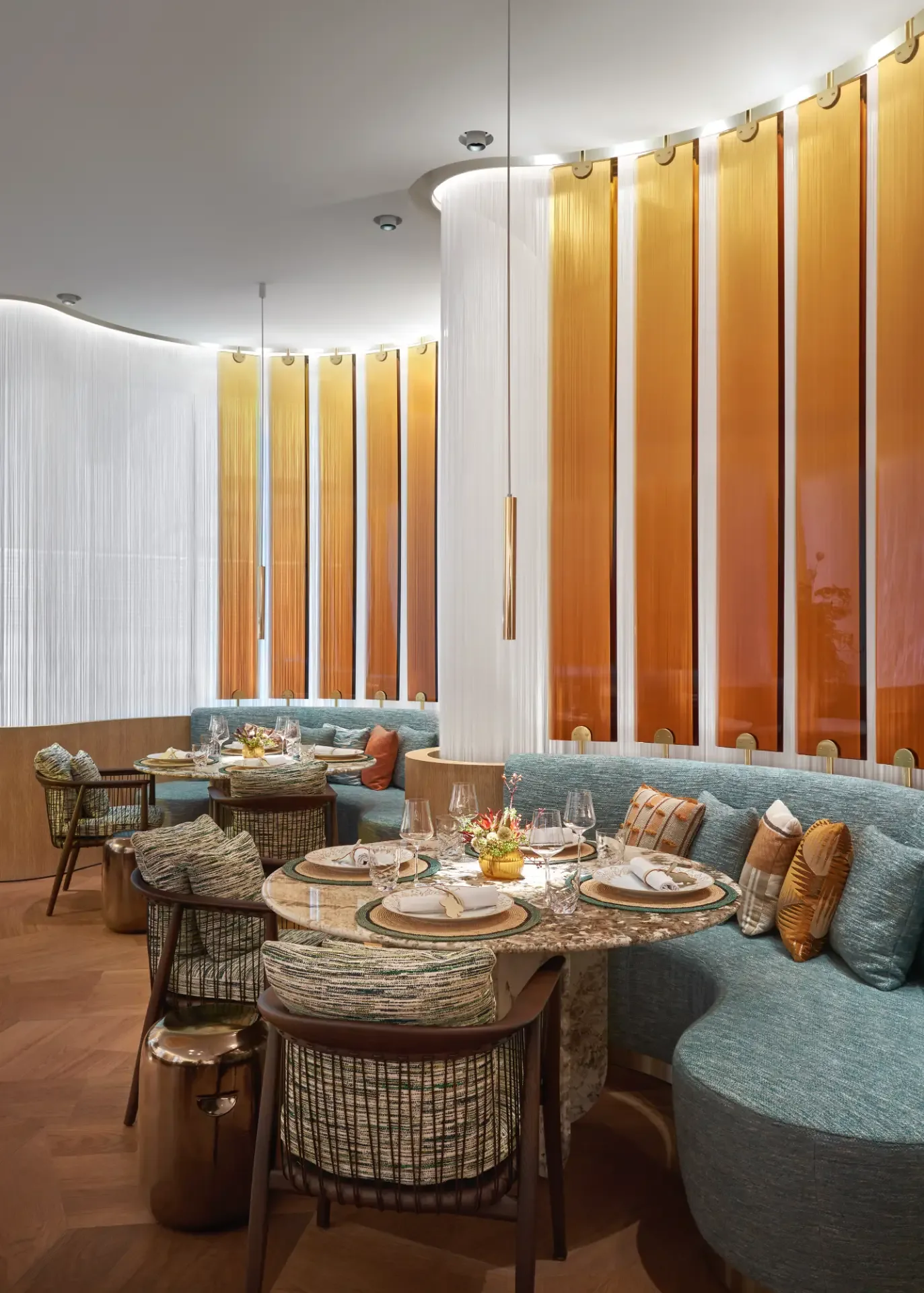 Gaggan at Louis Vuitton - curved marble dining room