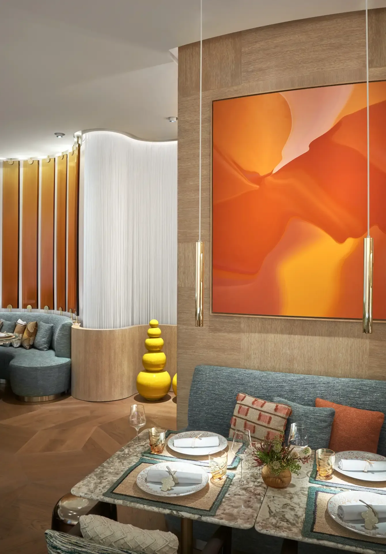 Gaggan at Louis Vuitton - dining area lv trunk installation