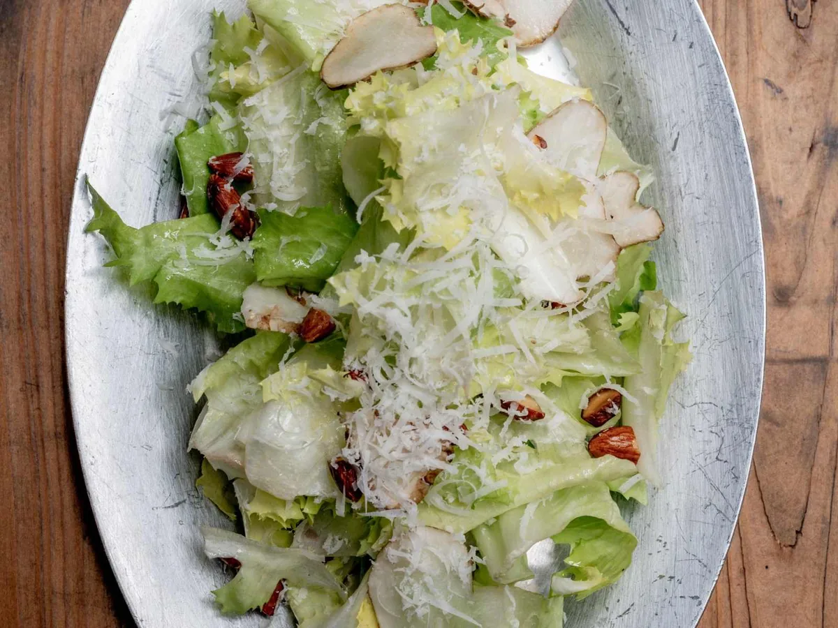 Gjelina - escarole salad almonds