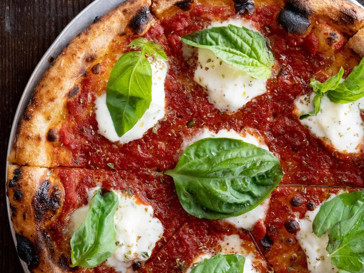 Gjelina - wood fired pomodoro burrata pizza