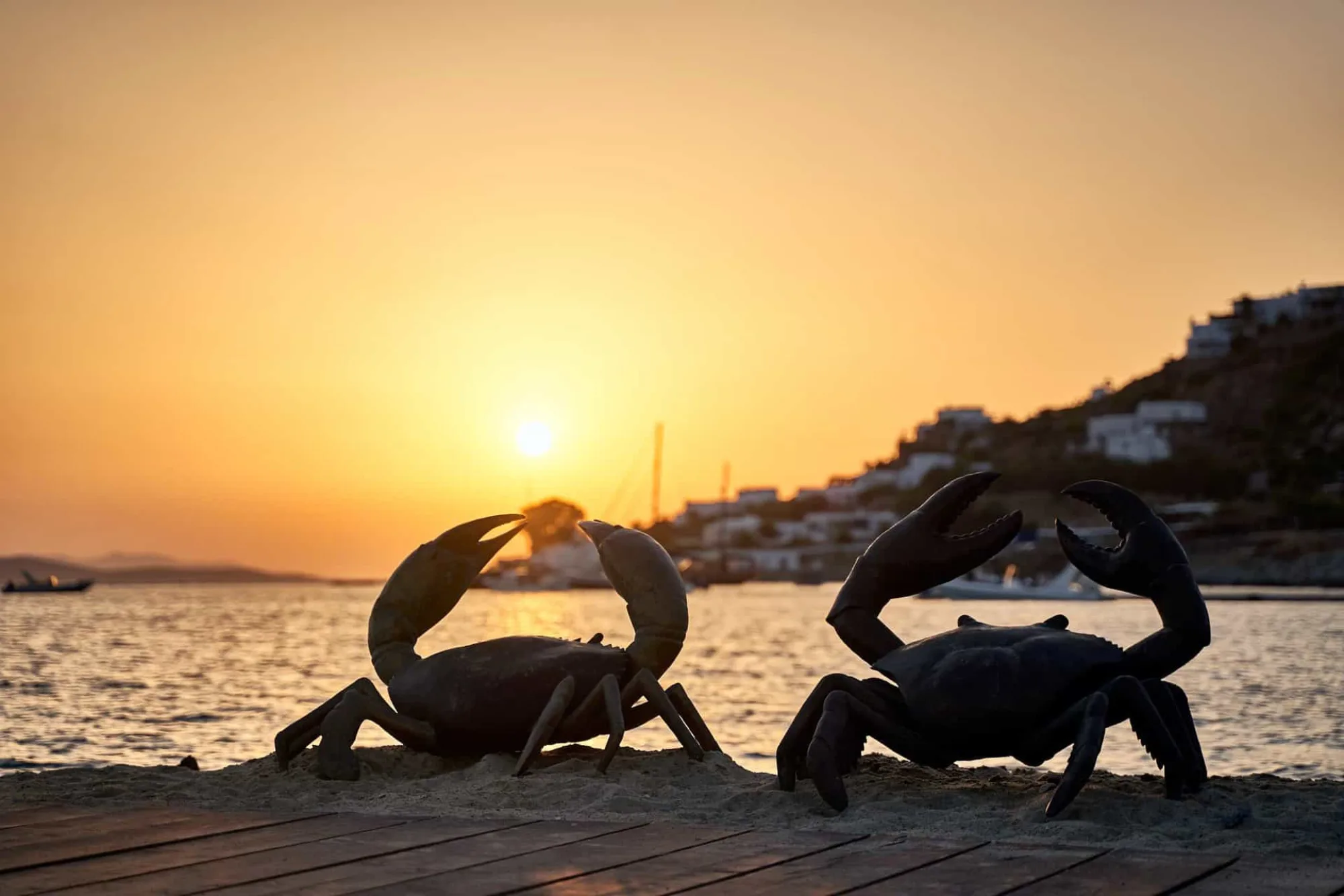 Hippie Fish - sunset crab sculptures