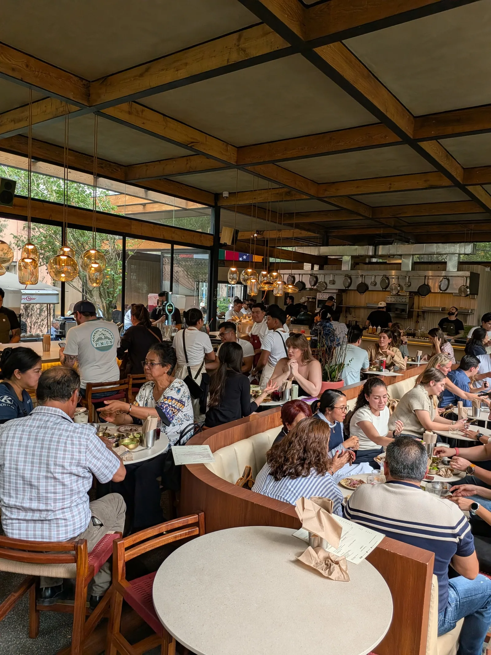 La Once Mil - full dining room under the timber coffer