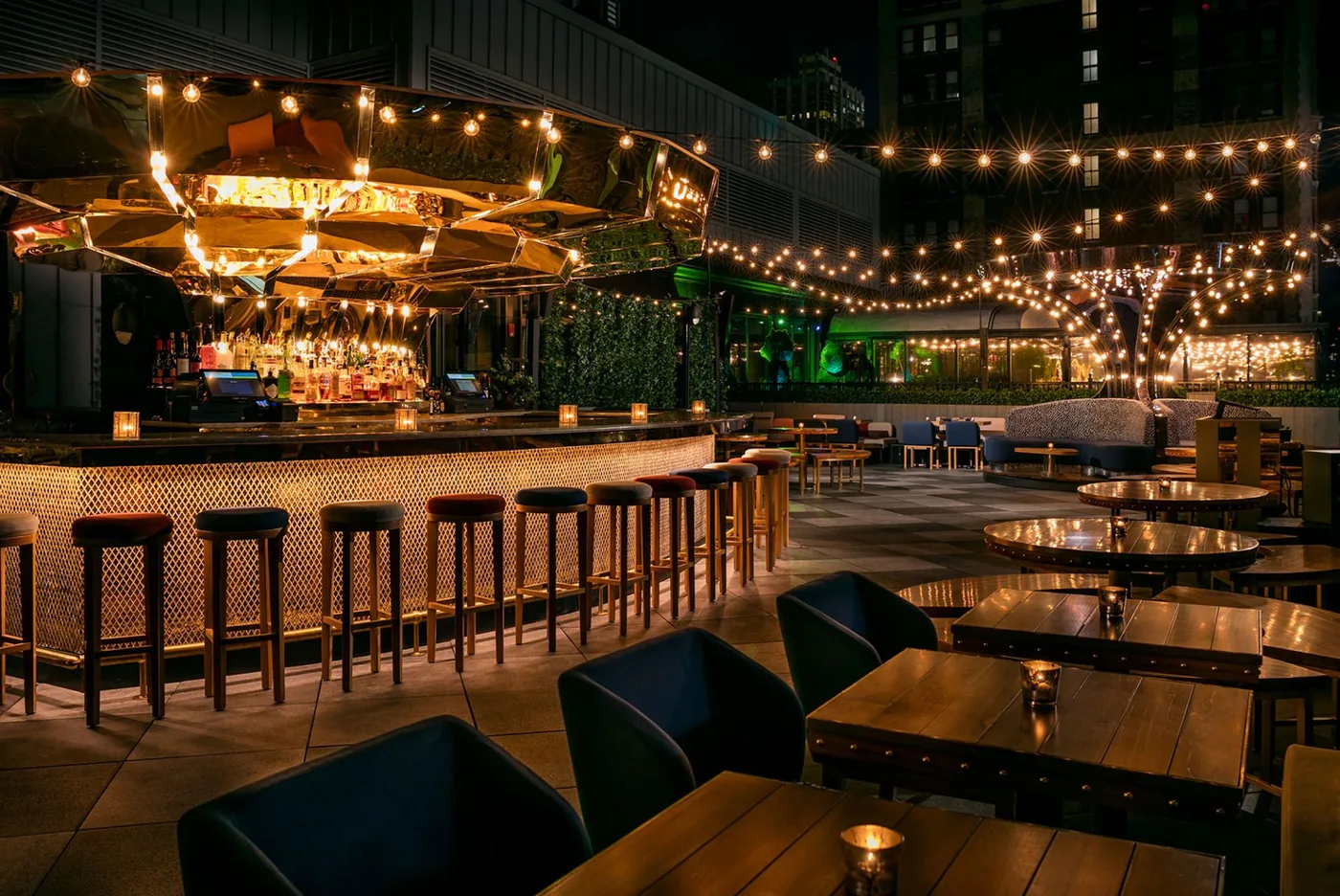 Magic Hour - west terrace skyline string lights