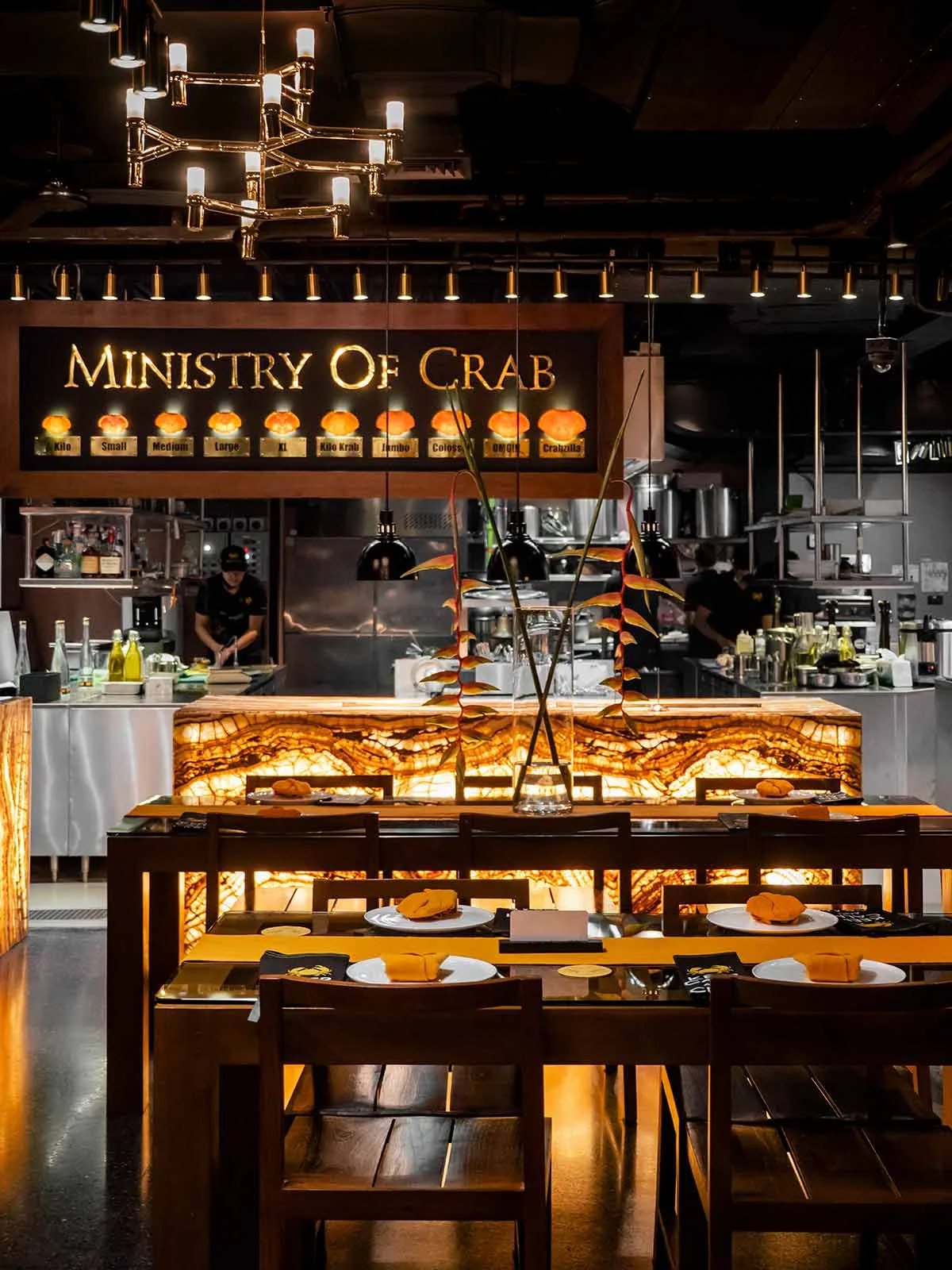 Ministry of Crab - bar counter with signage