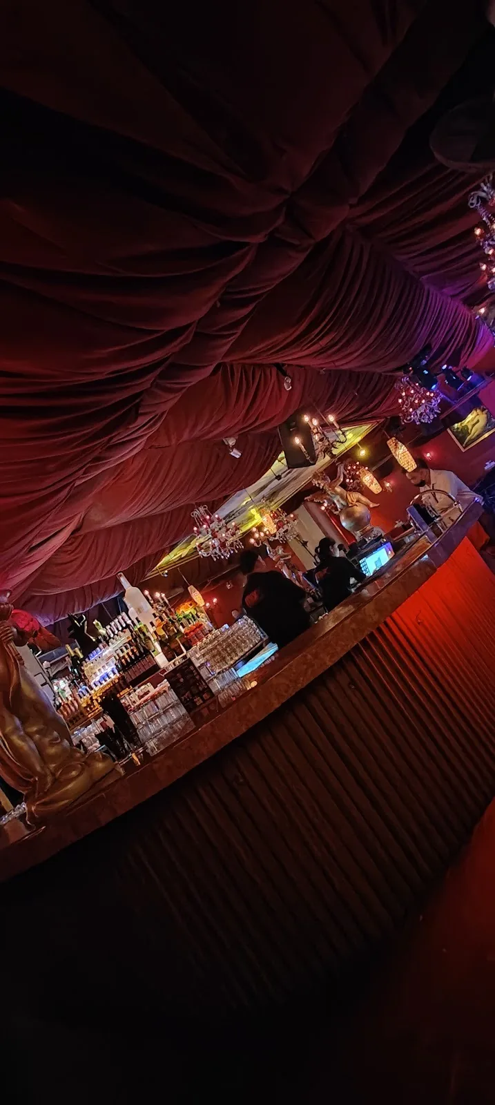 Mixx Discotheque - add gold railed mezzanine over red draped room