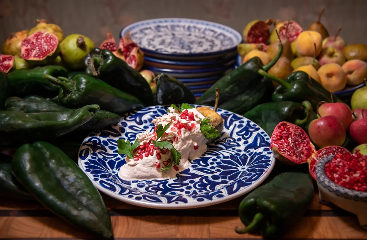 Nicos - chile en nogada with seasonal produce