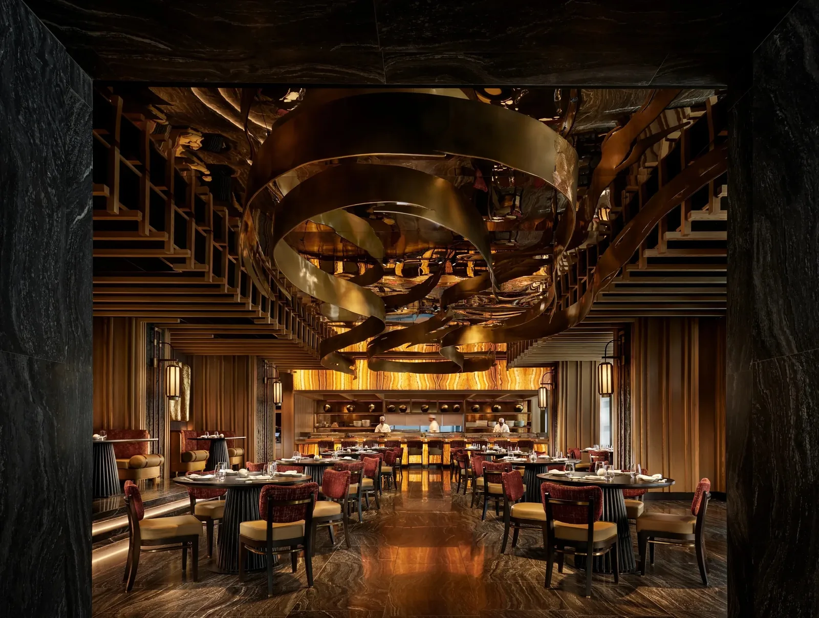 Nobu Bangkok - main dining room sculptural ceiling