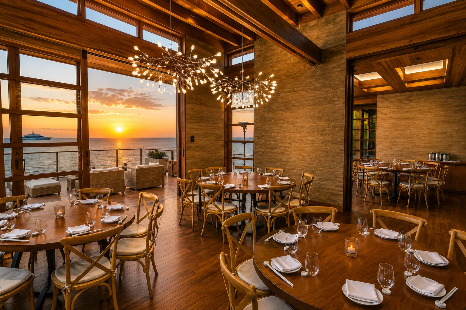Nobu Malibu - sunset through the dining room