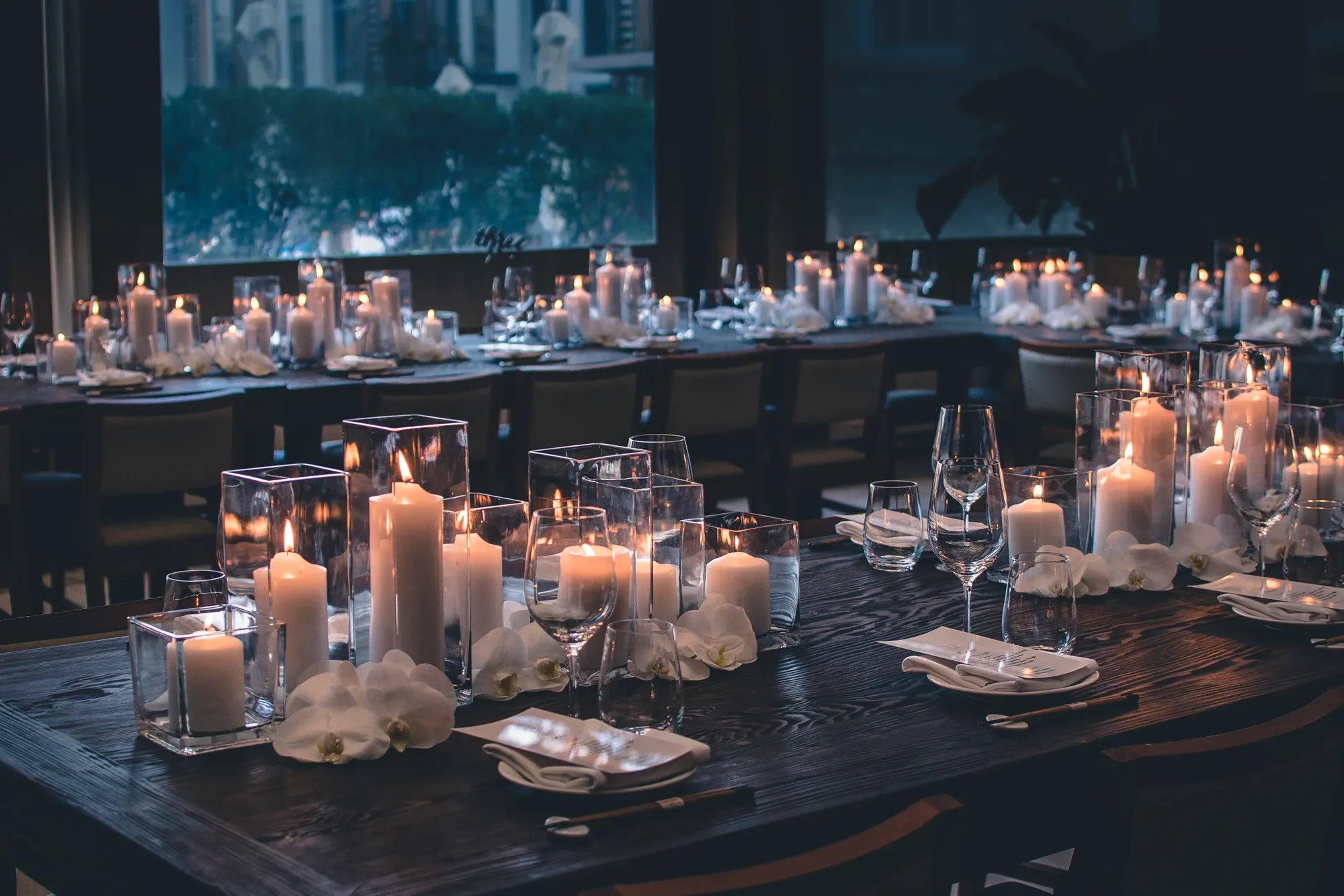 Nobu Miami - a long table set by candlelight