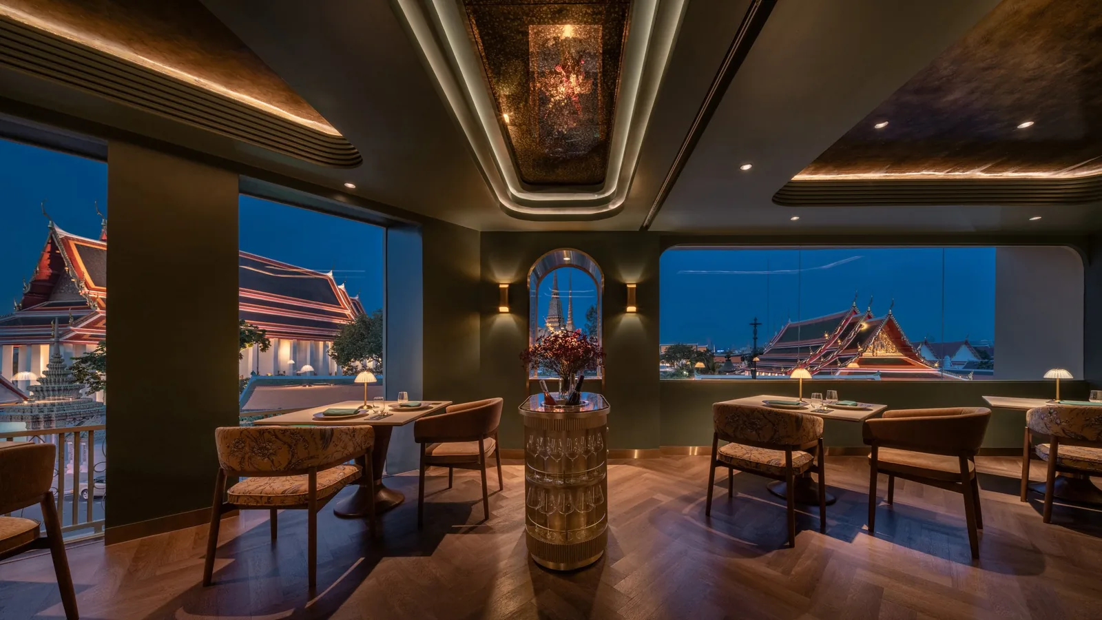 Nusara - interior dining room temple view