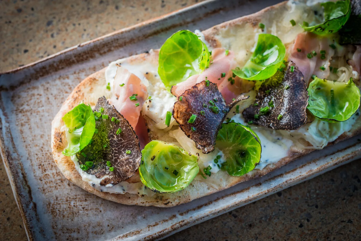 Oblix at The Shard - dish truffle flatbread