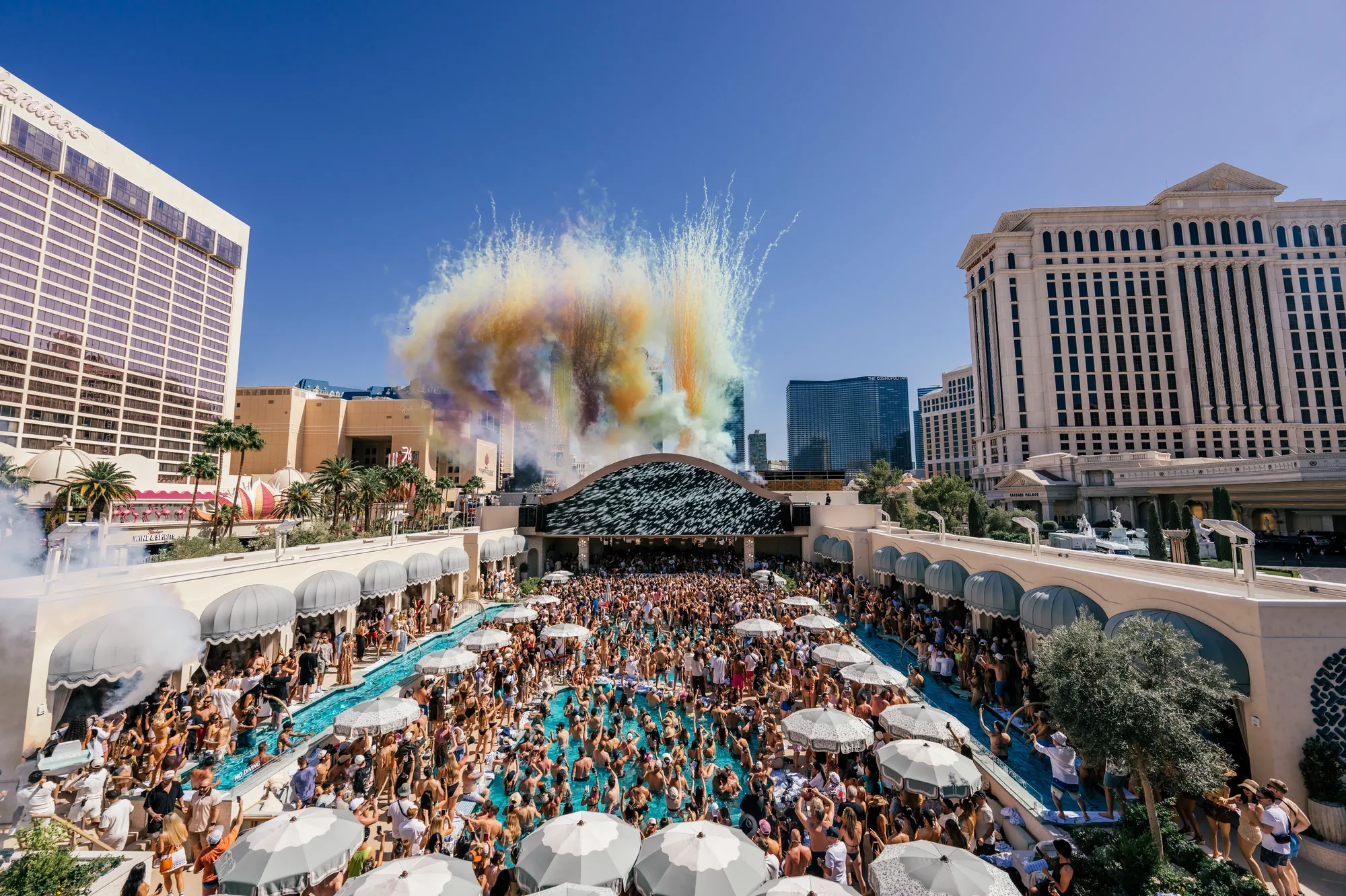 Omnia Dayclub at Caesars - aerial strip context