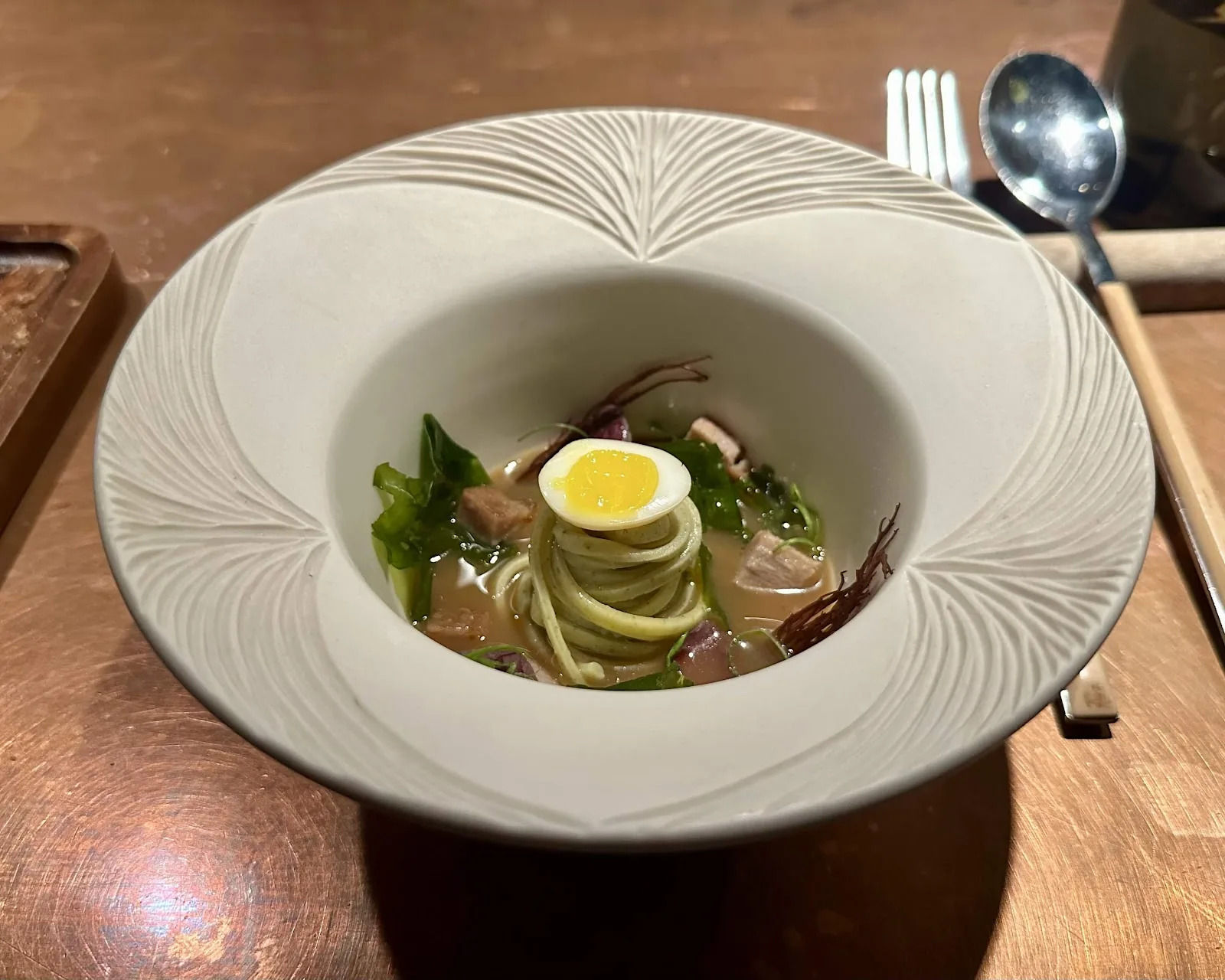 Pasta|Bar - crudo at counter place setting