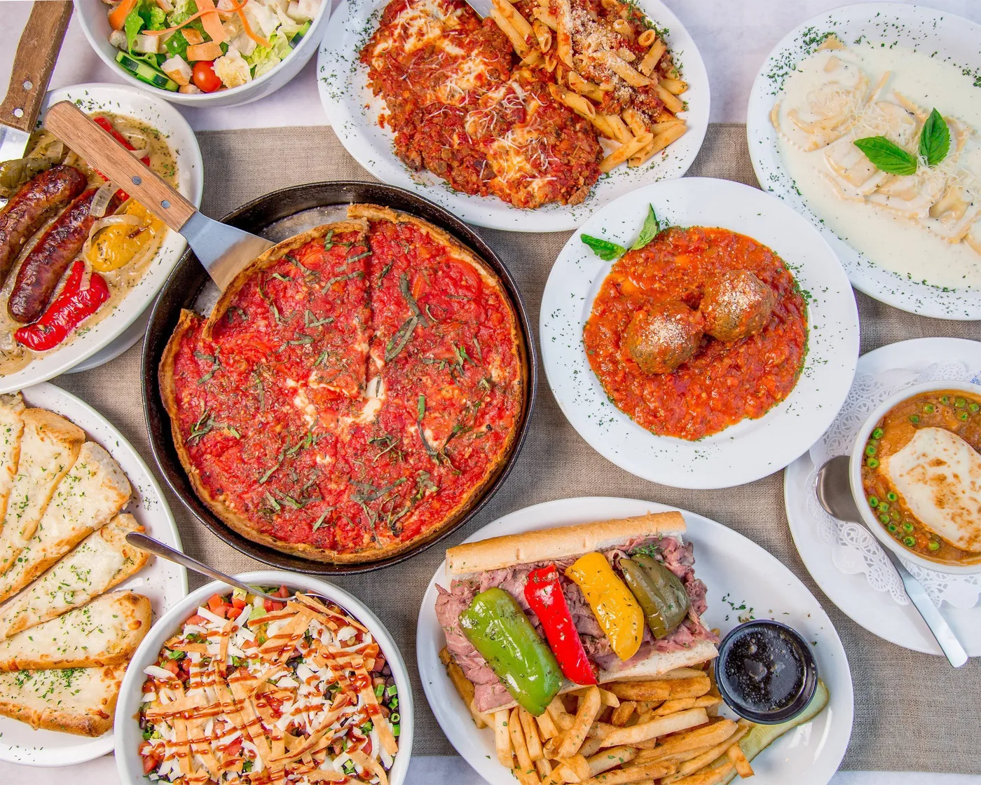 Pizano's Pizza & Pasta - pizza and pasta spread