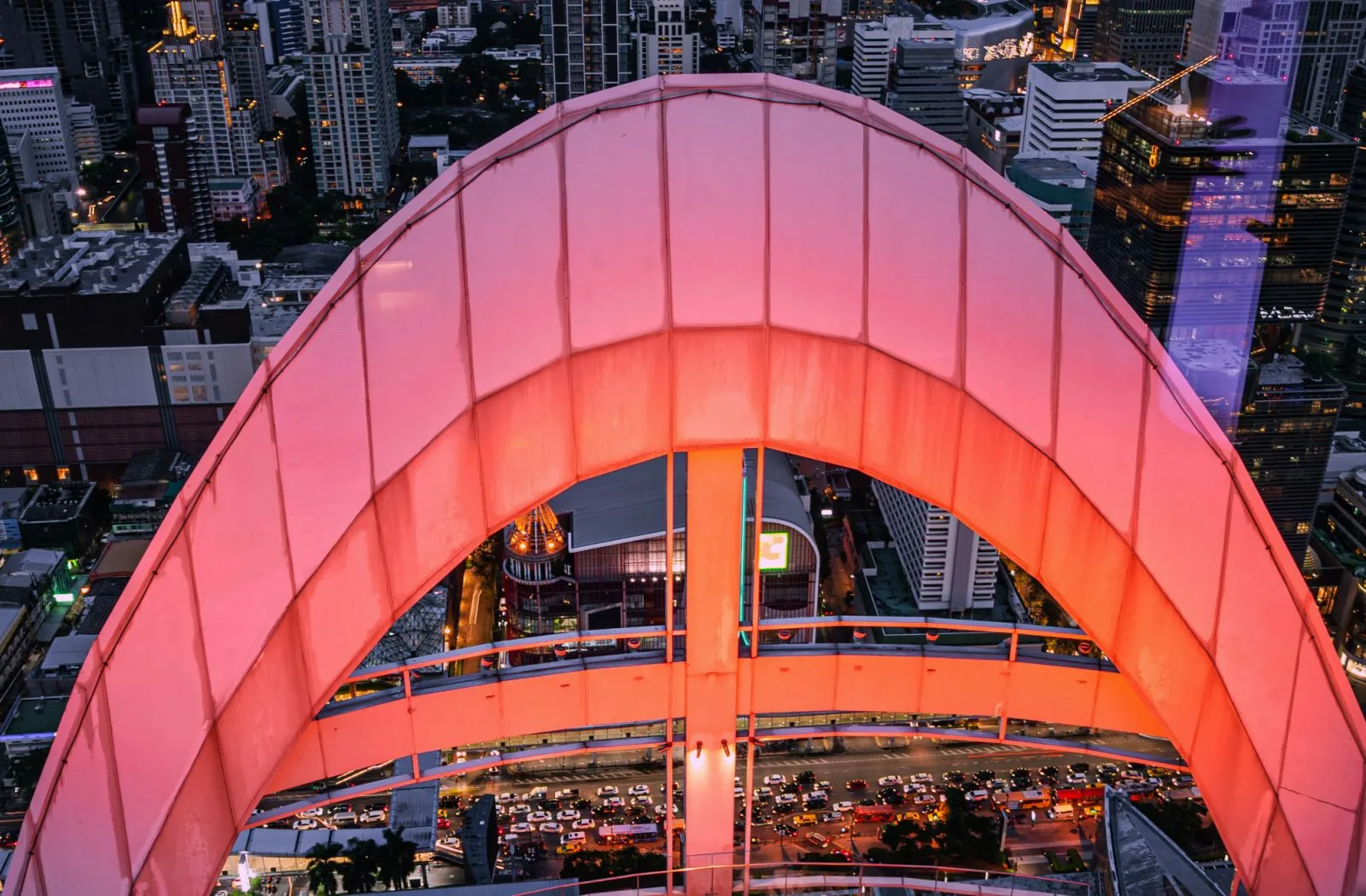 Red Sky - illuminated arch dusk