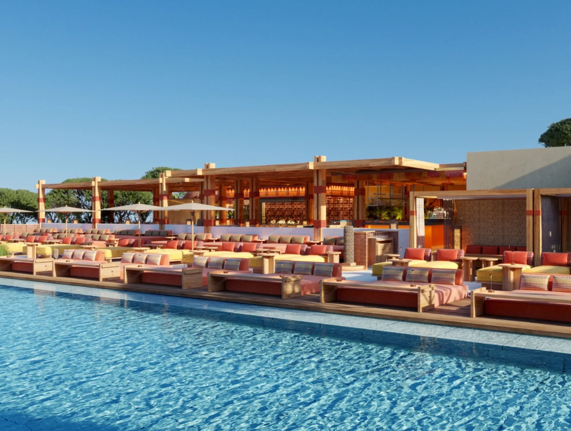 ROKA - poolside daybeds sea