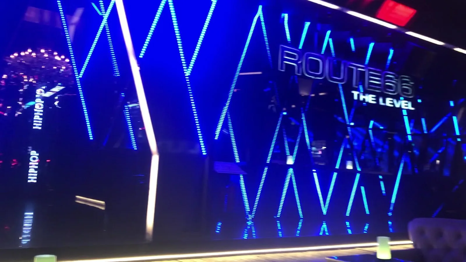 Route 66 - add blue neon route66 the level hiphop zone geometric neon walls led floor no crowd