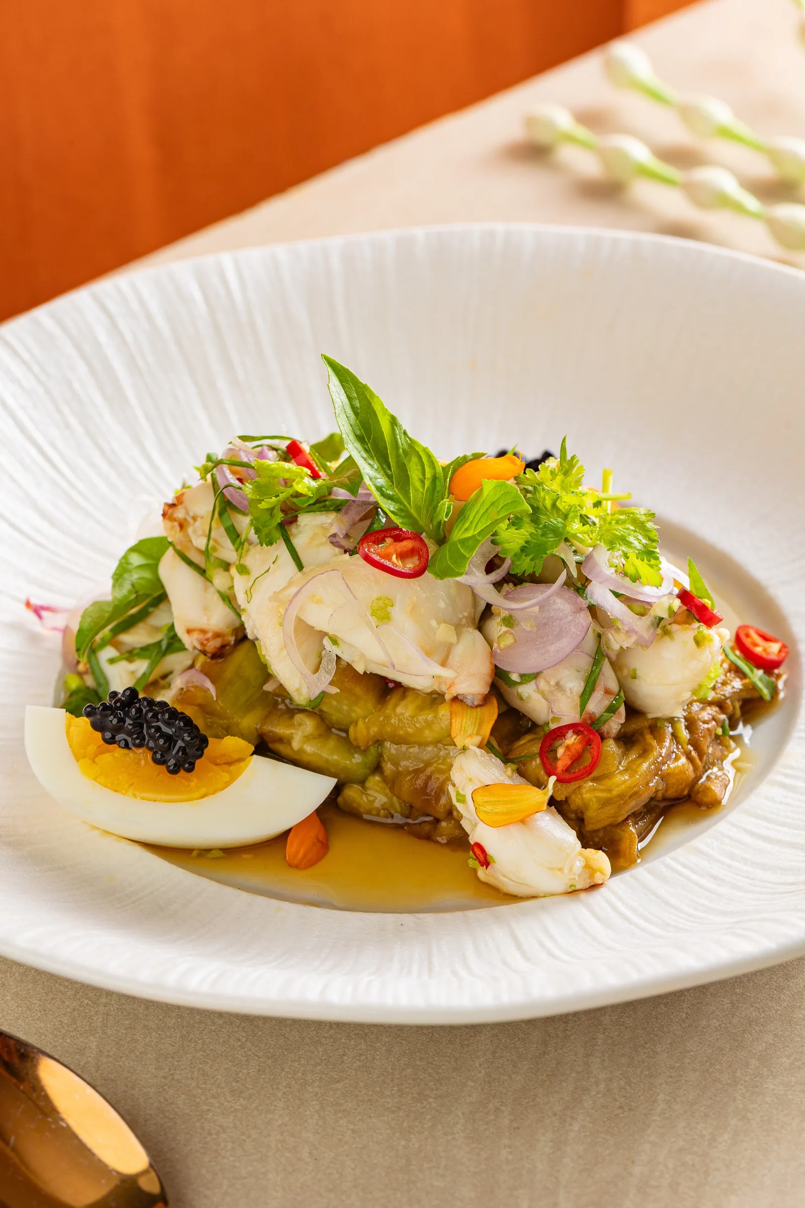 Saffron - crab omelette dish