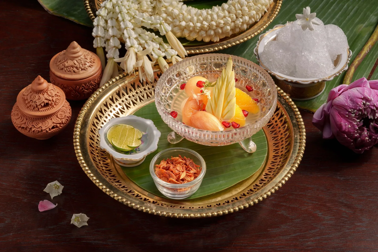 Saneh Jaan - tiered brass canape set