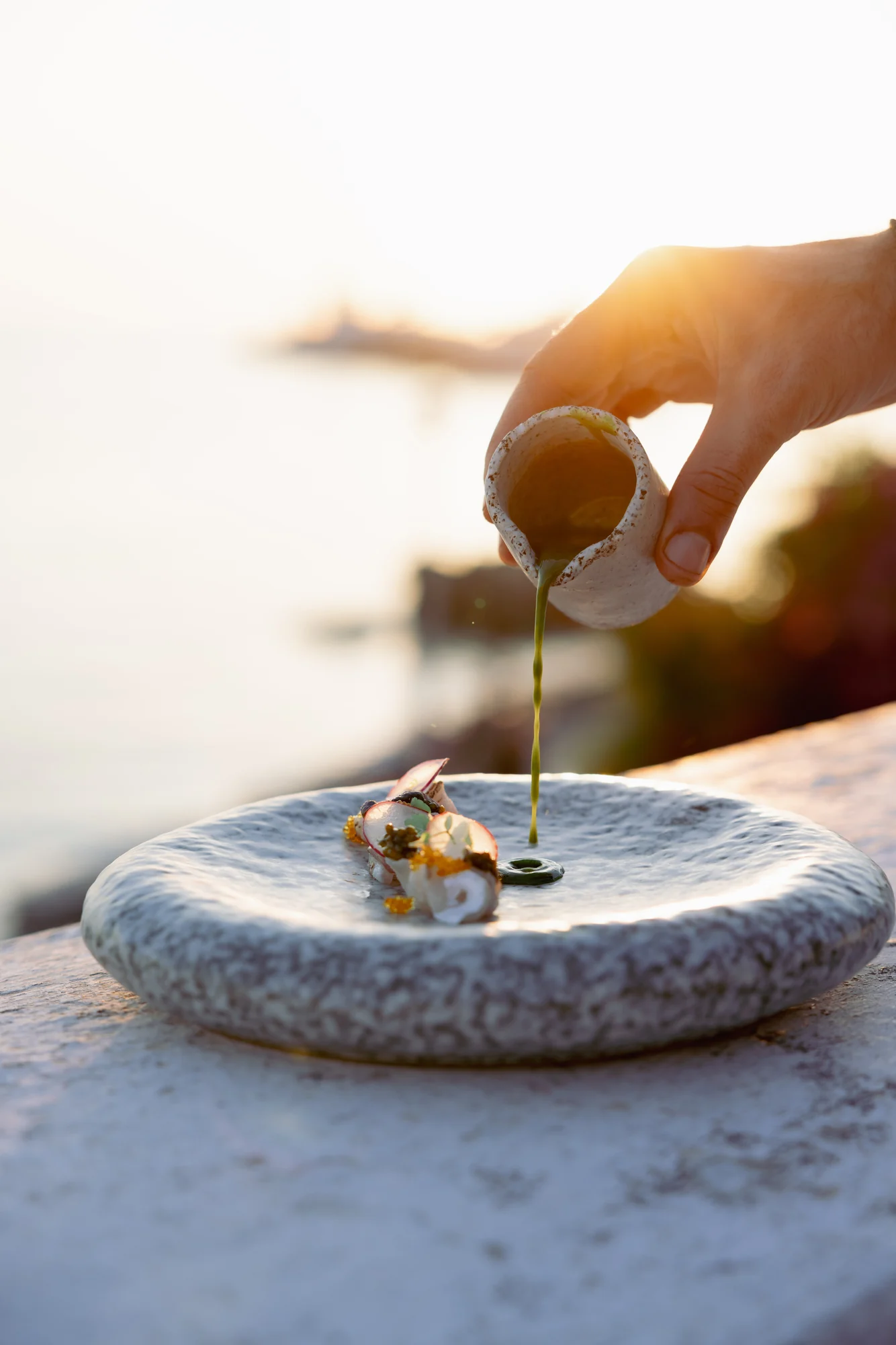 Sappho - chef plating seaside sunset