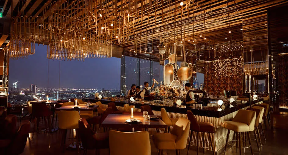 SEEN Restaurant - interior bar skyline windows