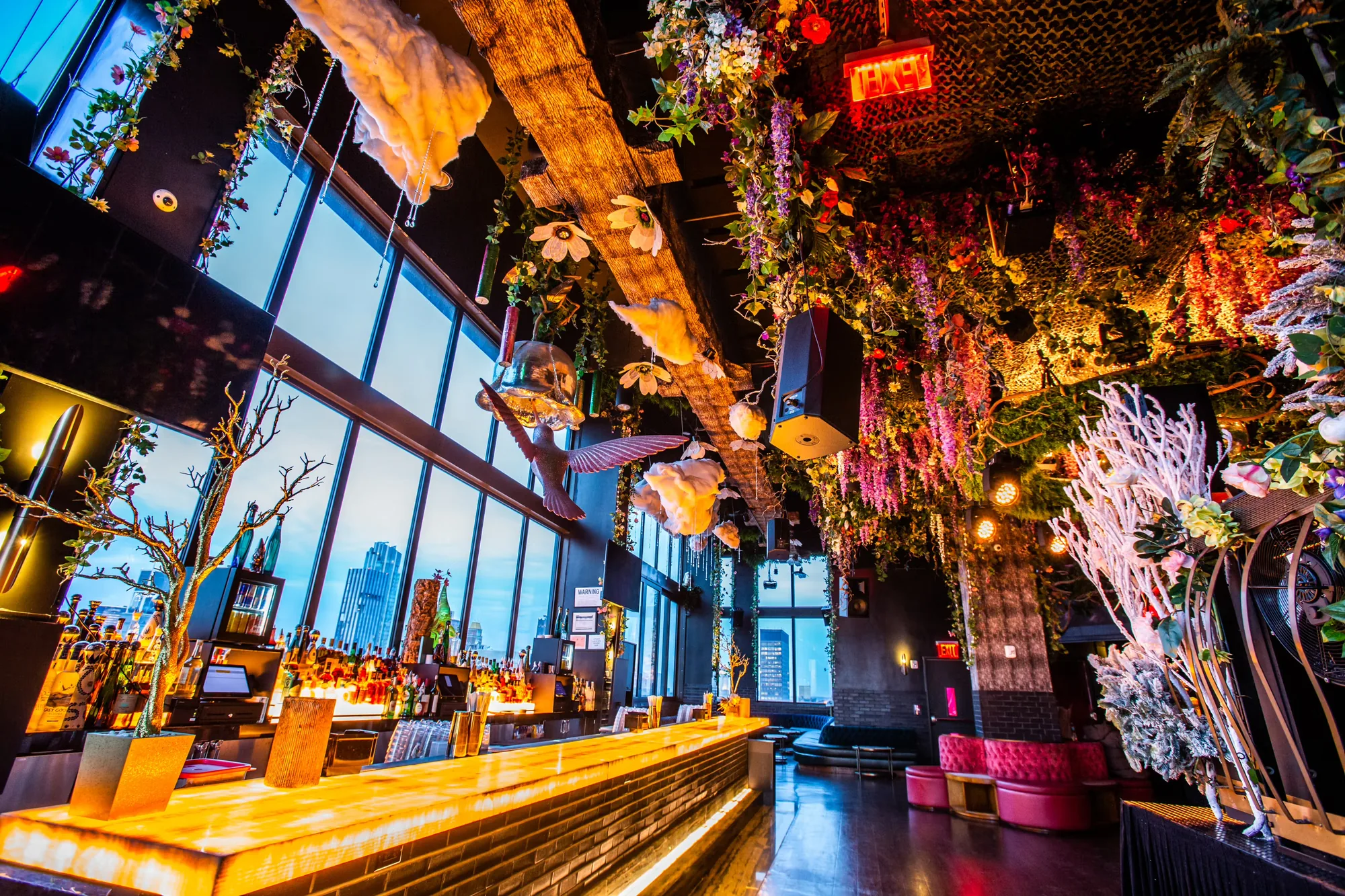 Somewhere Nowhere - daytime bar floral ceiling