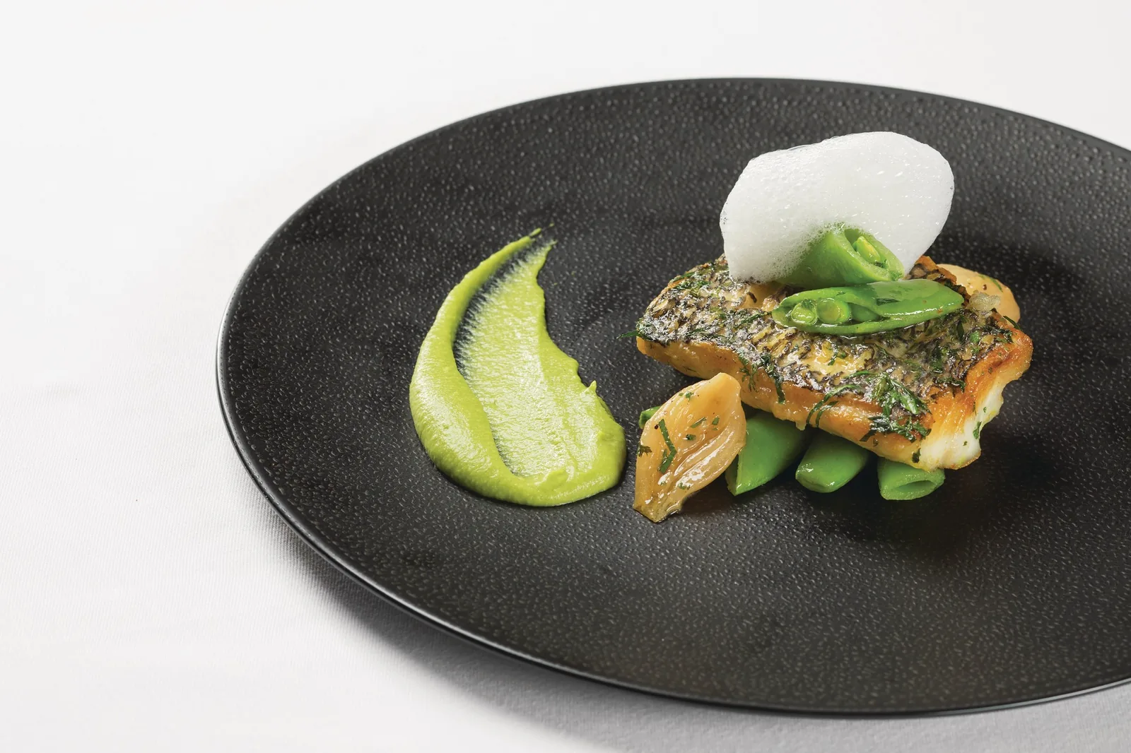 Spago by Wolfgang Puck - black bass sweet pea