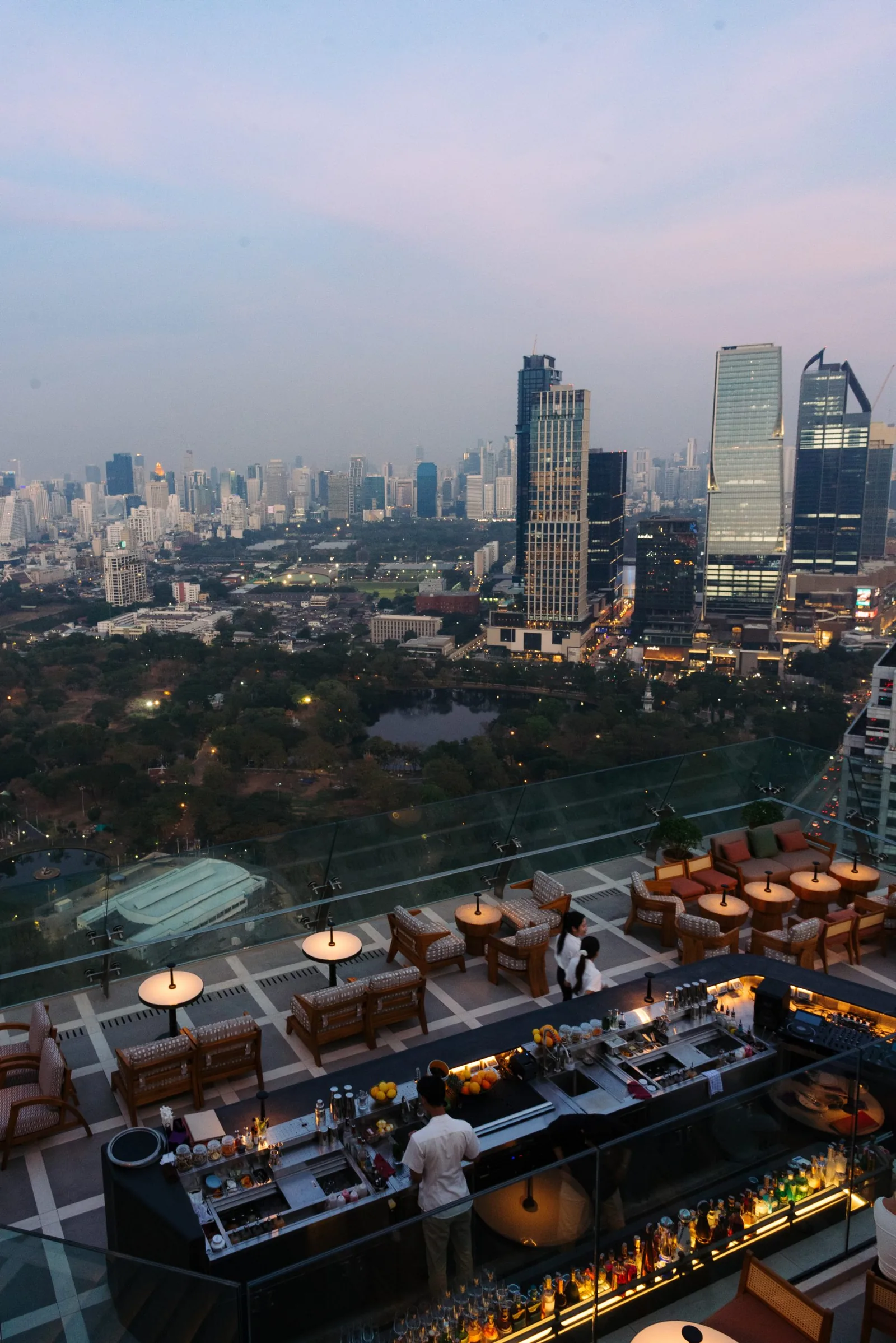 Spire Rooftop Bar - tower at night