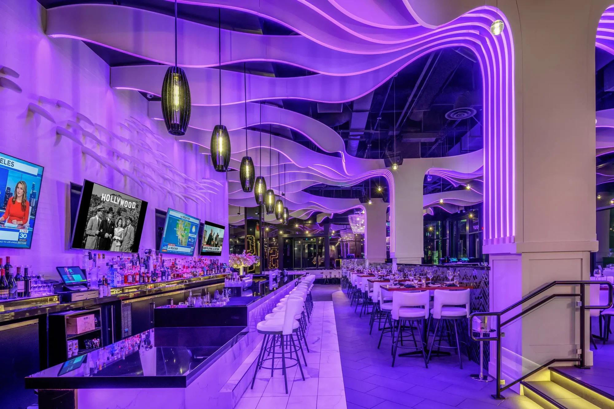 STK Los Angeles - the bar and the neon arches