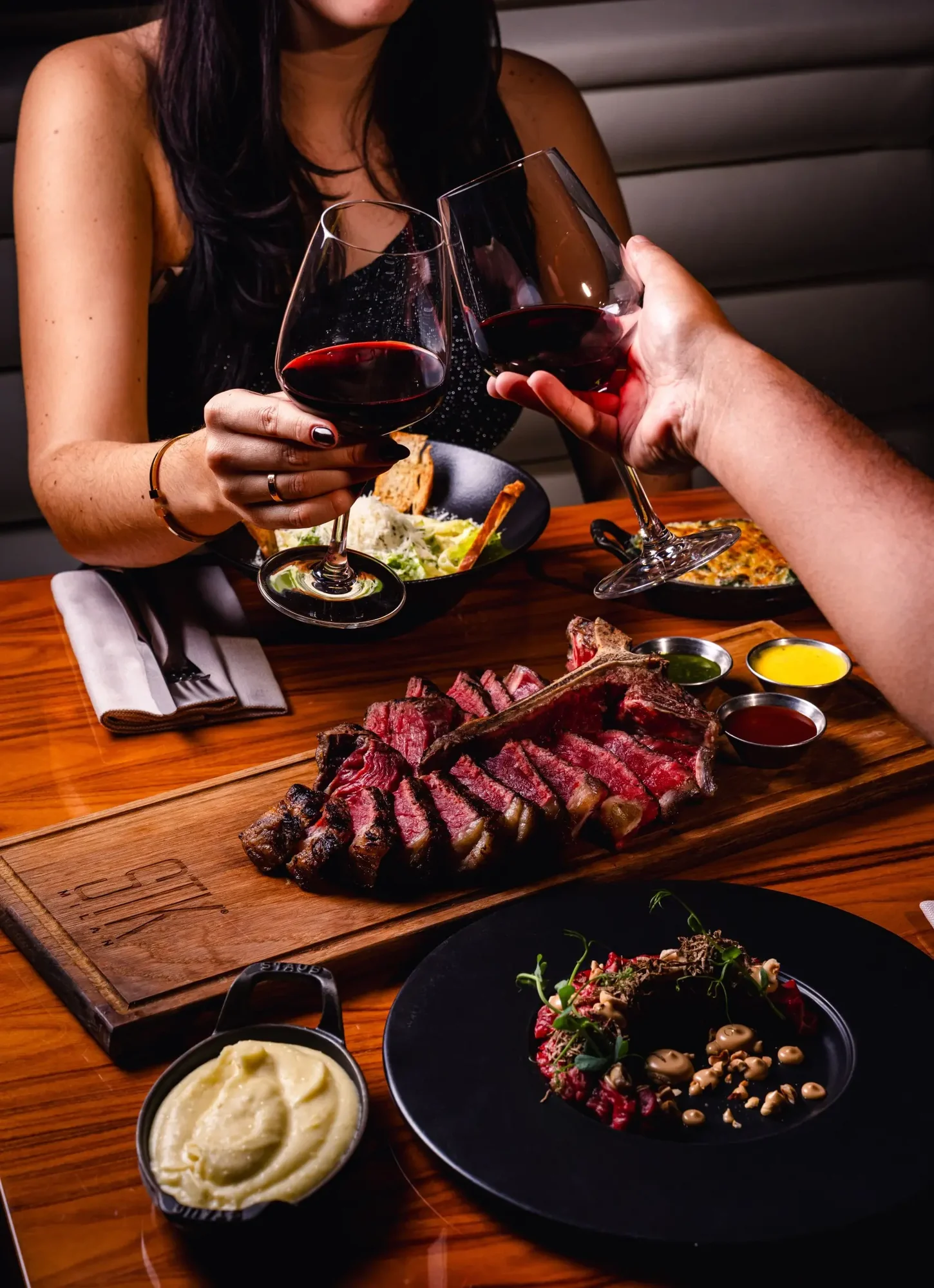 STK Los Angeles - the bone in cut and a glass of red