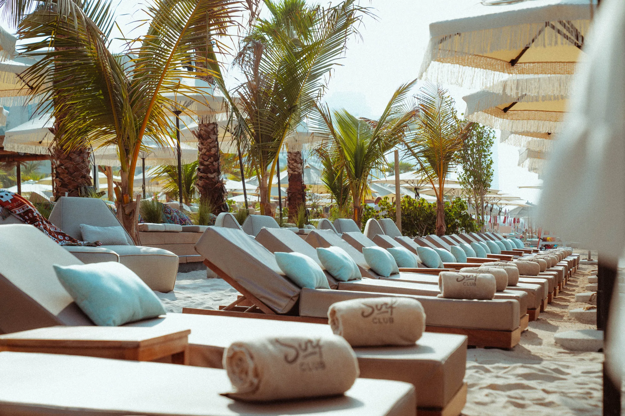 Surf Club - palm jumeirah sunbeds and towels