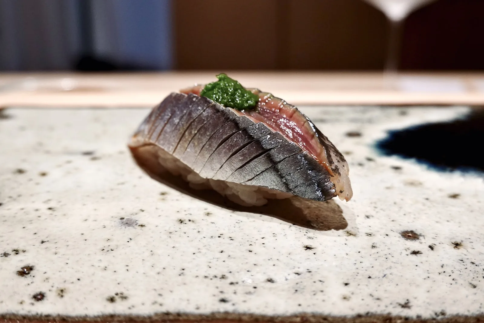 Sushi Saito - fix aji horse mackerel nigiri with ginger sc