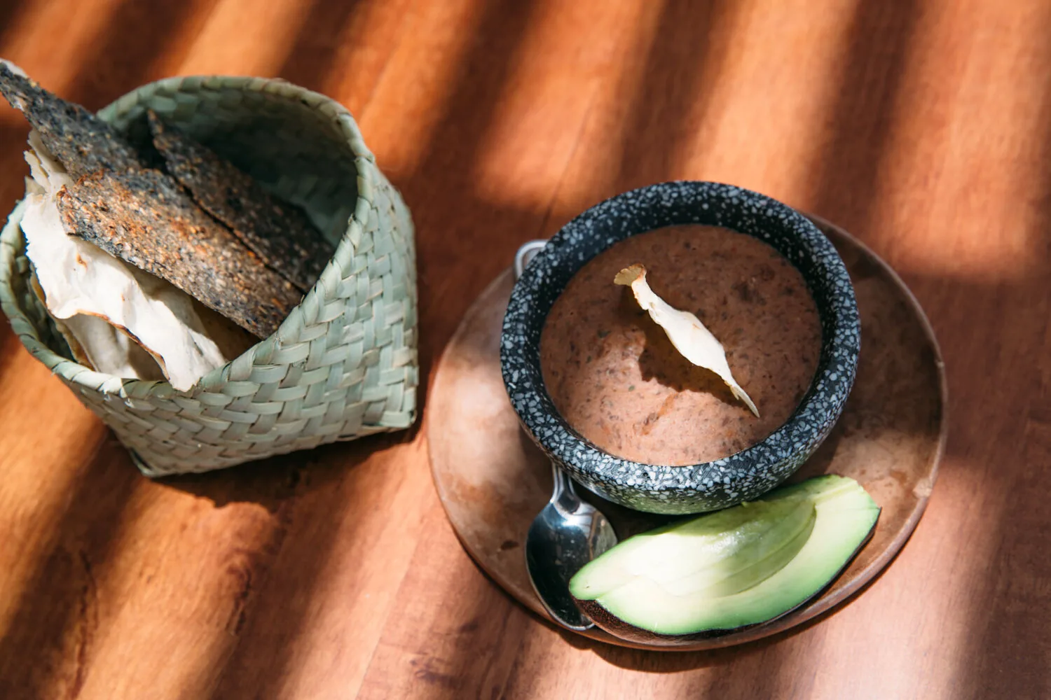 Terraza Cha Cha Cha - molcajete of salsa and guacamole on the